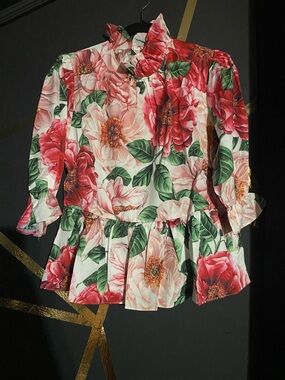 Floral Ruffle Pants Set in Shades of Pink